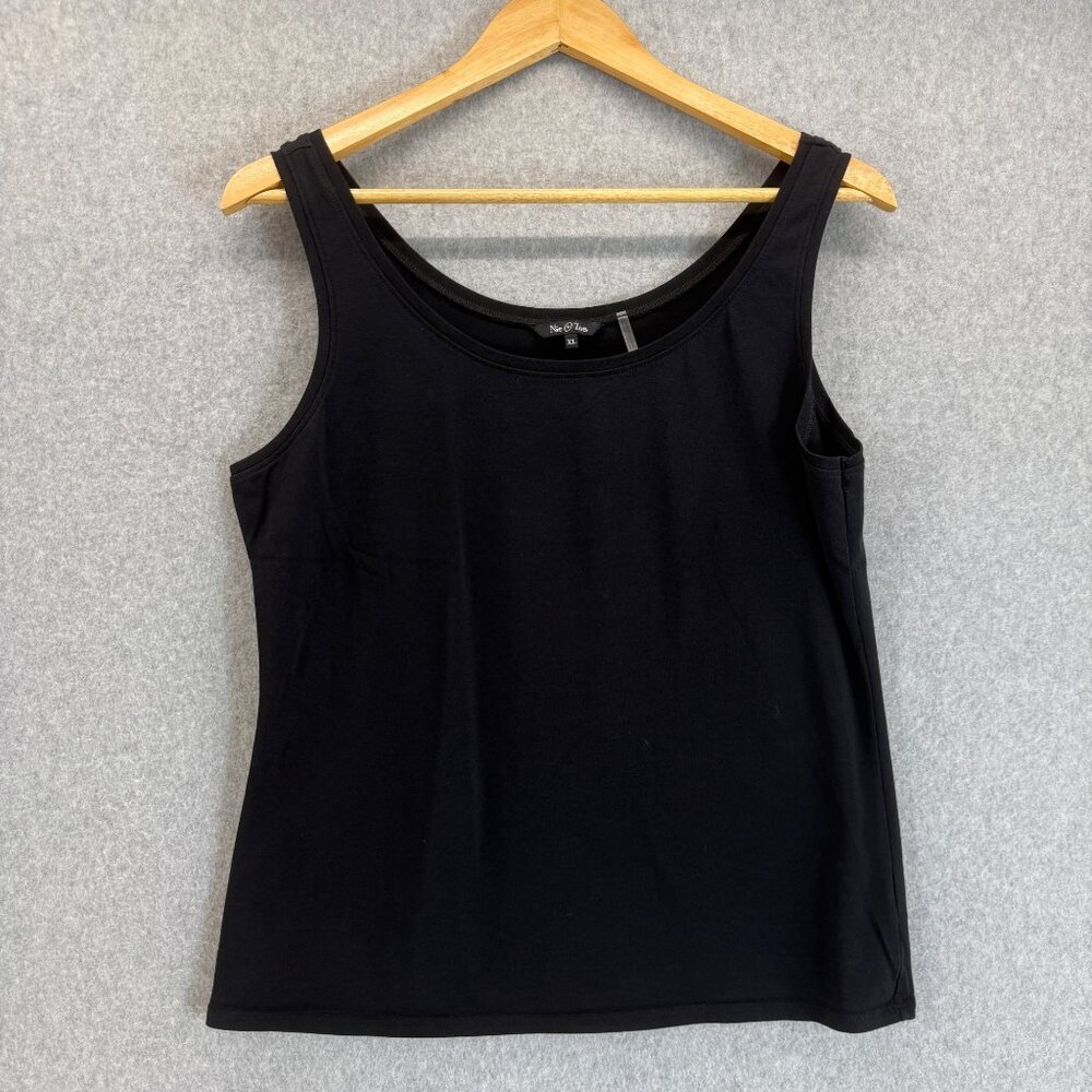 Nic + Zoe Womens Black Onyx Tank Top Cotton Spandex Blend Scoop Summer Size‎ XL